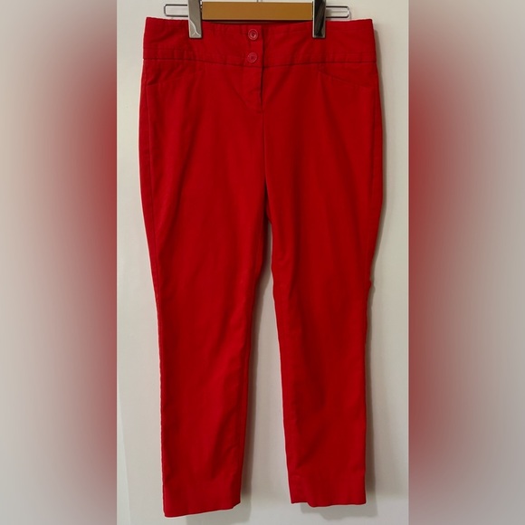 The Limited| Scarlet Red Stretch Trousers Sz 2 - Picture 1 of 4